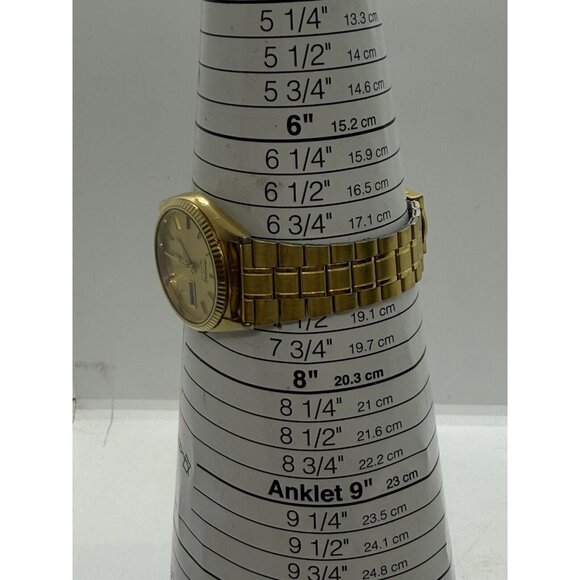 Seiko SQ Presidential Watch Men's Gold Tone Face Bracelet Day Date 5H23-8020 - Picture 5 of 9